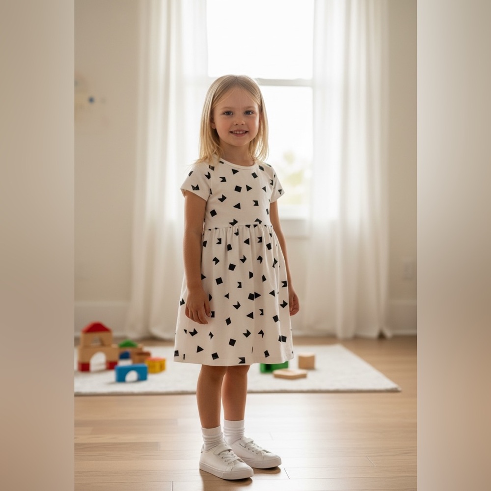 Wonder Nation White Top with Black Geometric Design